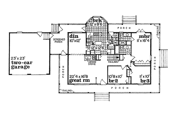 Floor Plan - Main Floor for Country House Plan #47-186 - 3 bed, 2 bath