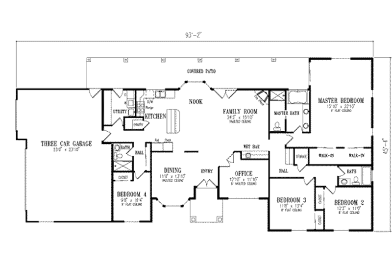Dream House Plan - Floor Plan - Main Floor for Adobe / Southwestern House Plan #1-567 - 4 bed, 3 bath