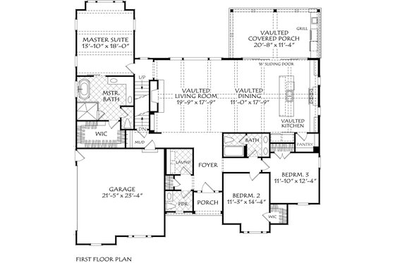 Floor Plan - Main Floor for Farmhouse House Plan #927-1014 - 3 bed, 2.5 bath