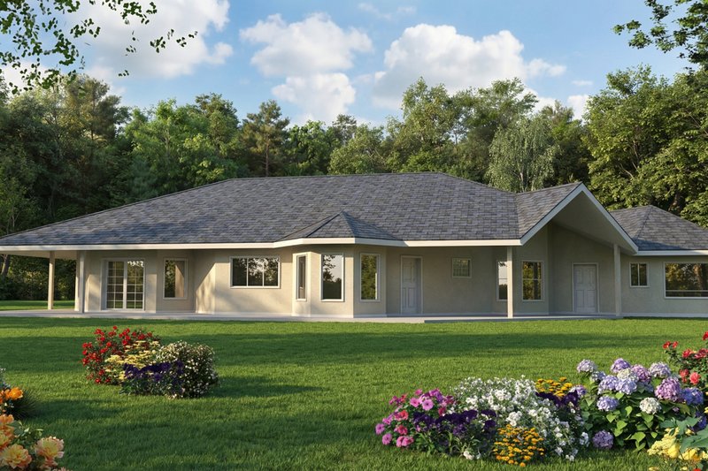 House Plan Design - Exterior - Front Elevation 2 for Ranch House Plan #117-847 - 4 bed, 3.5 bath
