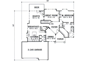 Floor Plan - Main Floor for European House Plan #67-359 - 3 bed, 2.5 bath