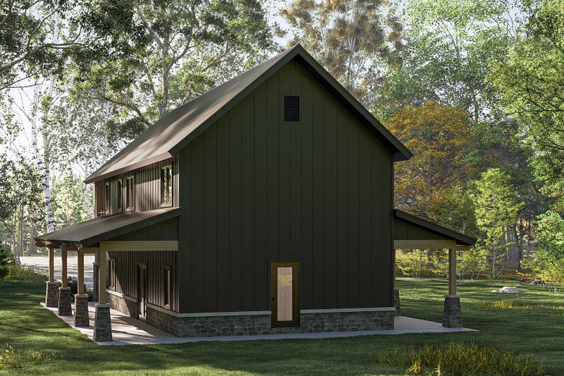 House Design - Exterior - Rear Elevation for Barndominium House Plan #455-345 - 3 bed, 3 bath
