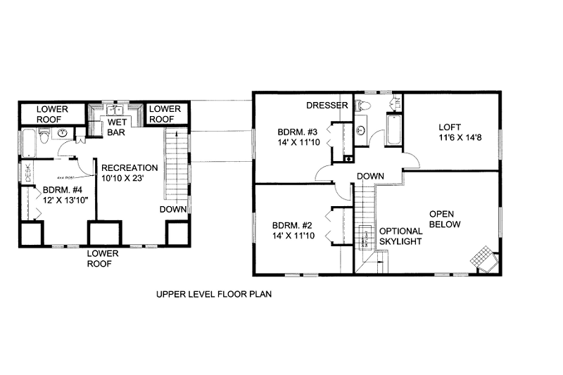 Architectural House Design - Floor Plan - Upper Floor for Bungalow House Plan #117-729 - 4 bed, 3.5 bath