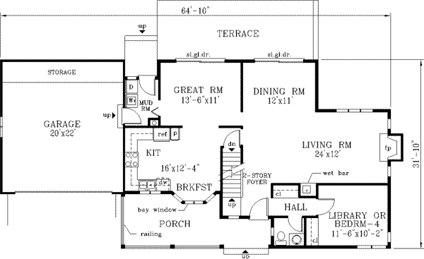 Home Plan - Country Floor Plan - Main Floor Plan #3-138