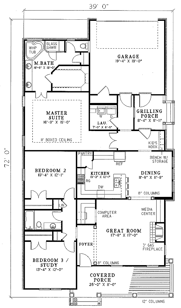 House Plan Design - Country Floor Plan - Main Floor Plan #17-1015