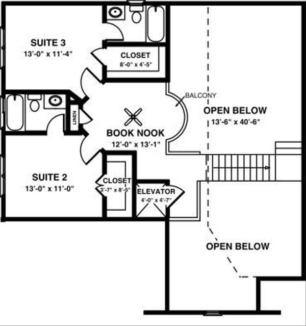 Dream House Plan - Country Floor Plan - Upper Floor Plan #56-245