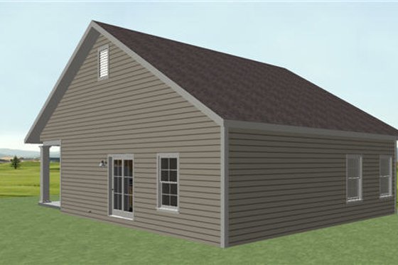 Exterior - Rear Elevation for Country House Plan #44-191 - 2 bed, 1 bath