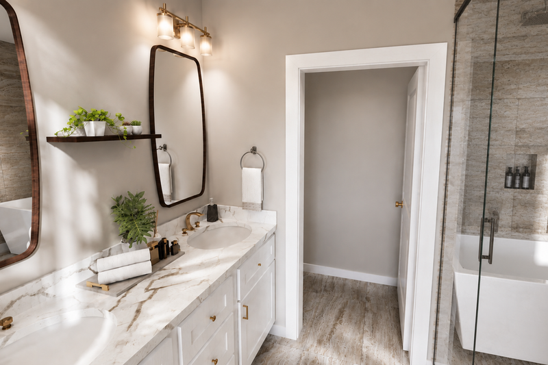House Blueprint - Interior - Master Bathroom 1 for Farmhouse House Plan #44-313 - 3 bed, 2 bath