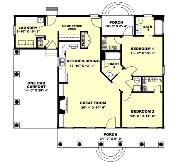 Architectural House Design - Country Floor Plan - Main Floor Plan #44-160