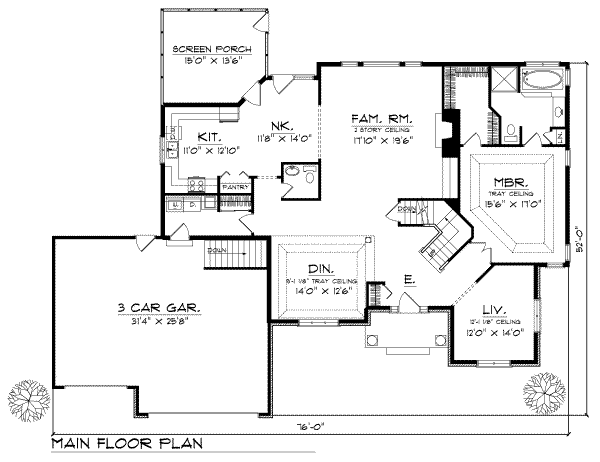 House Plan Design - Traditional Floor Plan - Main Floor Plan #70-424
