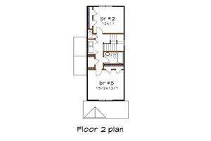 Floor Plan - Upper Floor for Cottage House Plan #79-152 - 3 bed, 2 bath