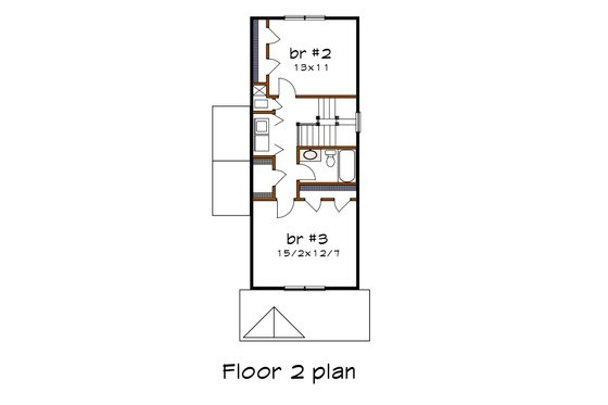 Floor Plan - Upper Floor for Cottage House Plan #79-152 - 3 bed, 2 bath
