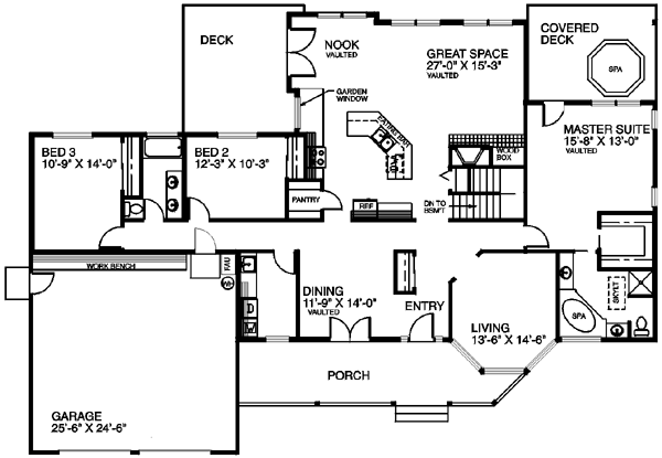 Home Plan - Ranch Floor Plan - Main Floor Plan #60-188