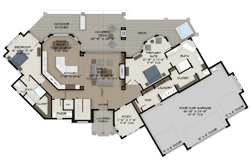 House Design - Floor Plan - Main Floor for Country House Plan #1108-2 - 2 bed, 2.5 bath