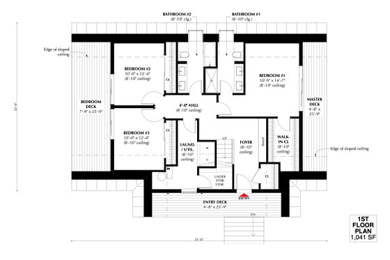 Floor Plan - Main Floor for Modern House Plan #933-16 - 3 bed, 2 bath