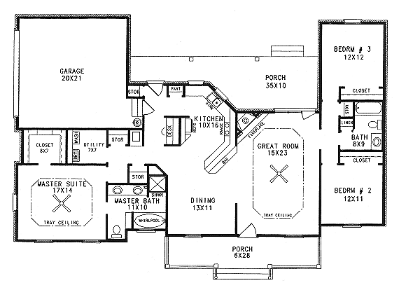 Architectural House Design - Traditional Floor Plan - Main Floor Plan #14-118