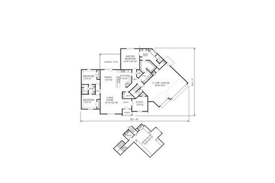 Floor Plan - Main Floor for Traditional House Plan #65-532 - 3 bed, 3 bath