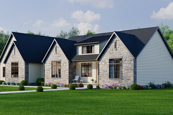 Exterior - Front Elevation 3 for Country House Plan #1089-23 - 3 bed, 2 bath