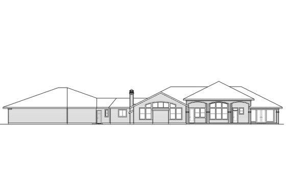 Exterior - Rear Elevation for Prairie House Plan #124-665 - 3 bed, 3.5 bath
