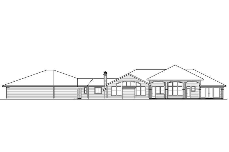 Home Plan - Exterior - Rear Elevation for Prairie House Plan #124-665 - 3 bed, 3.5 bath