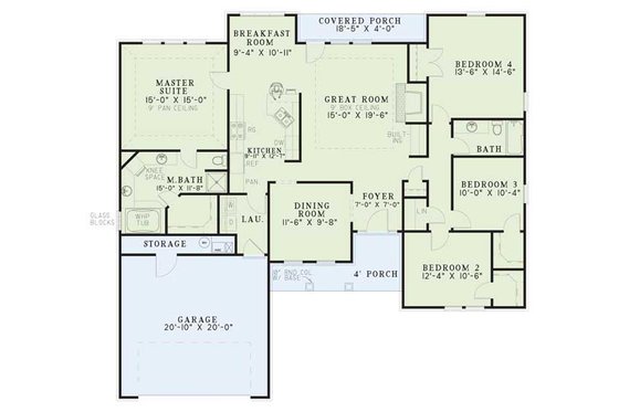 Floor Plan - Main Floor for Traditional House Plan #17-158 - 4 bed, 2 bath