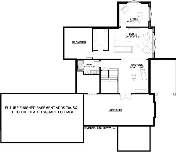 Farmhouse Floor Plan - Lower Floor Plan #928-324