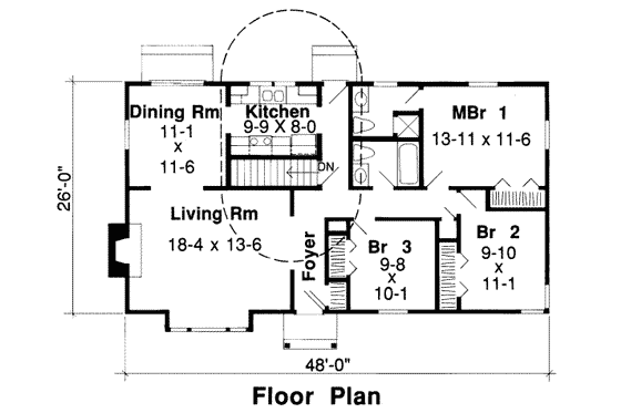 Floor Plan - Main Floor for Ranch House Plan #312-361 - 3 bed, 2 bath