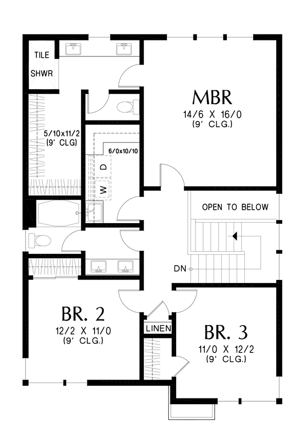 Contemporary Floor Plan - Upper Floor Plan #48-1079