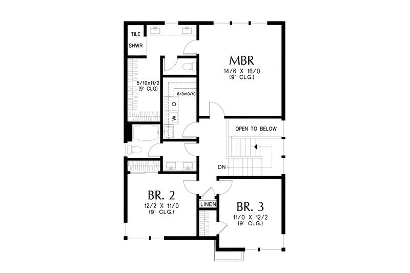 House Blueprint - Floor Plan - Upper Floor for Contemporary House Plan #48-1079 - 3 bed, 2.5 bath