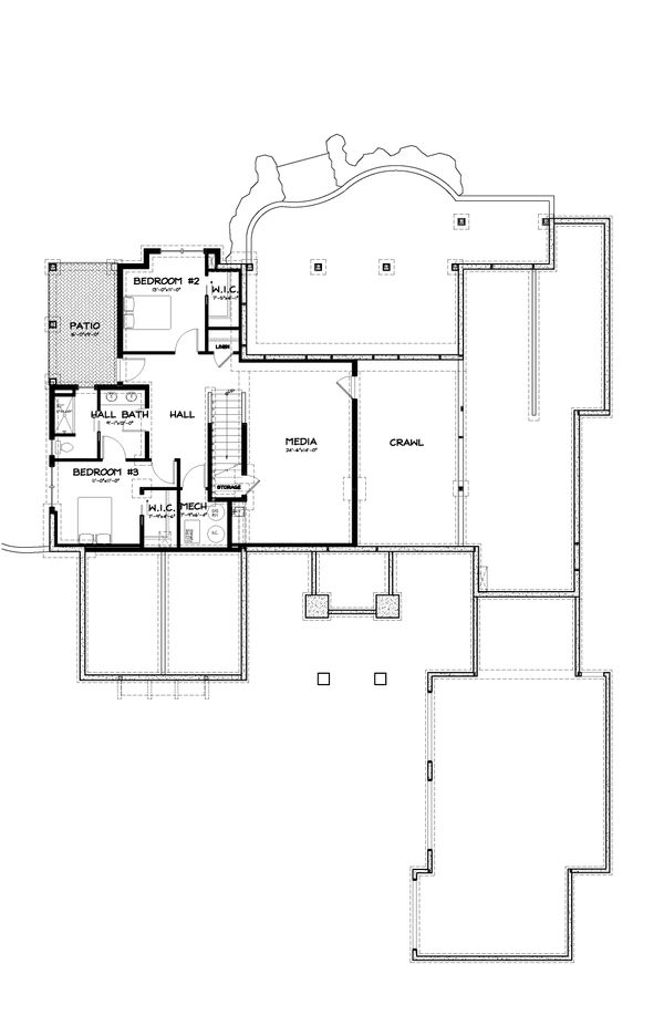 Craftsman Floor Plan - Lower Floor Plan #895-11