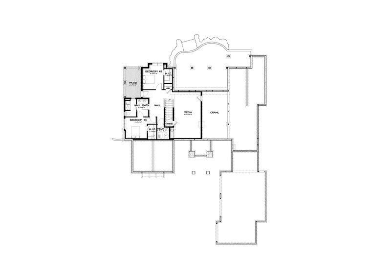 House Blueprint - Floor Plan - Lower Floor for Craftsman House Plan #895-11 - 3 bed, 2.5 bath