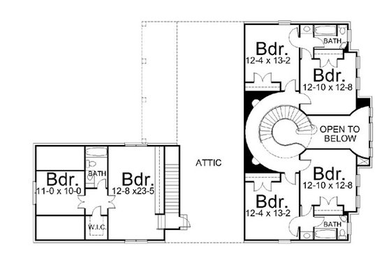 Floor Plan - Upper Floor for Classical House Plan #119-253 - 5 bed, 3.5 bath