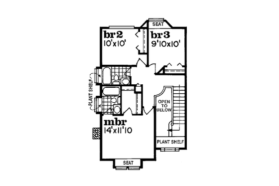 Floor Plan - Upper Floor for Traditional House Plan #47-261 - 3 bed, 2.5 bath