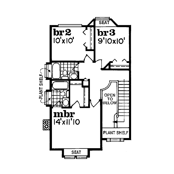 Traditional Floor Plan - Upper Floor Plan #47-261