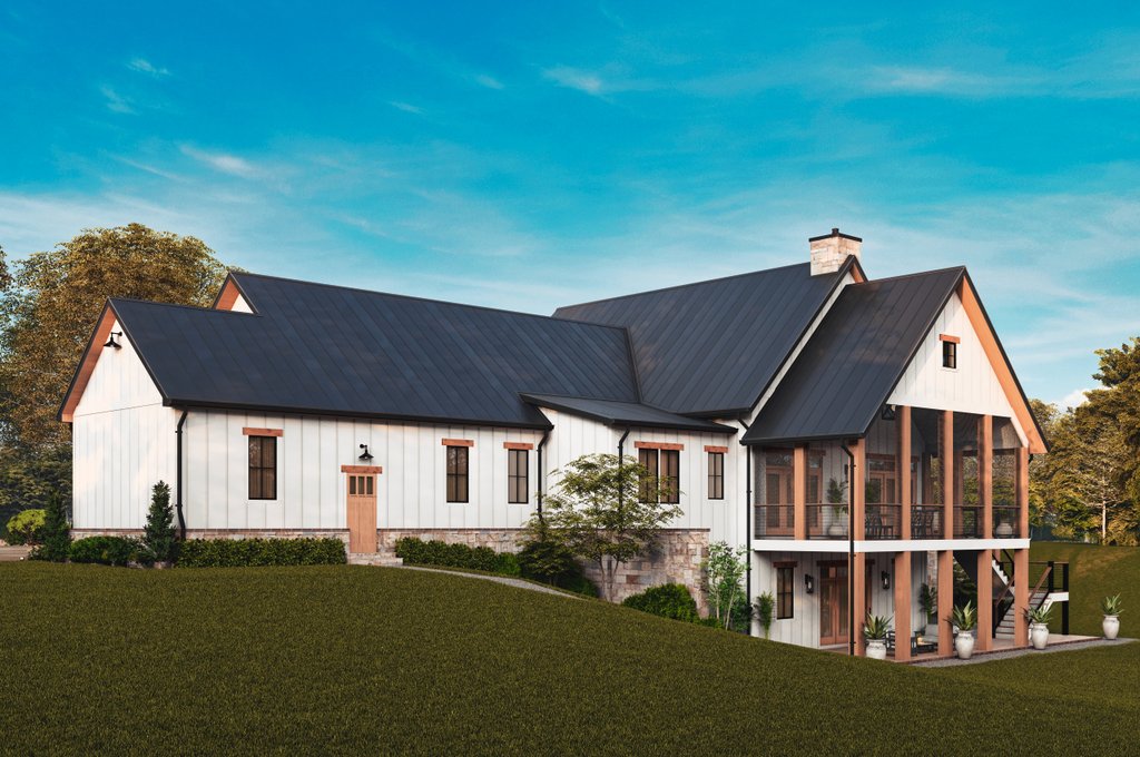 Exterior - Rear Elevation 2 for Farmhouse House Plan #54-680 - 3 bed, 2 bath
