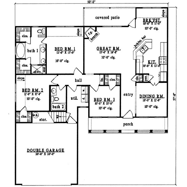 Country Floor Plan - Main Floor Plan #42-328
