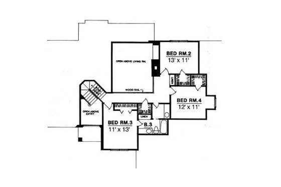 Floor Plan - Upper Floor for Traditional House Plan #40-220 - 4 bed, 3 bath