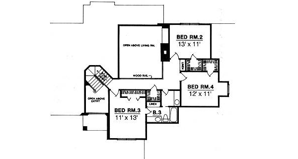 Traditional Floor Plan - Upper Floor Plan #40-220