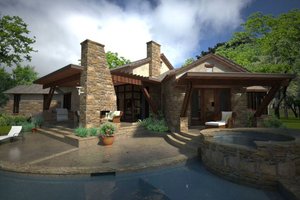 Exterior - Rear Elevation for Ranch House Plan #120-194 - 3 bed, 3 bath