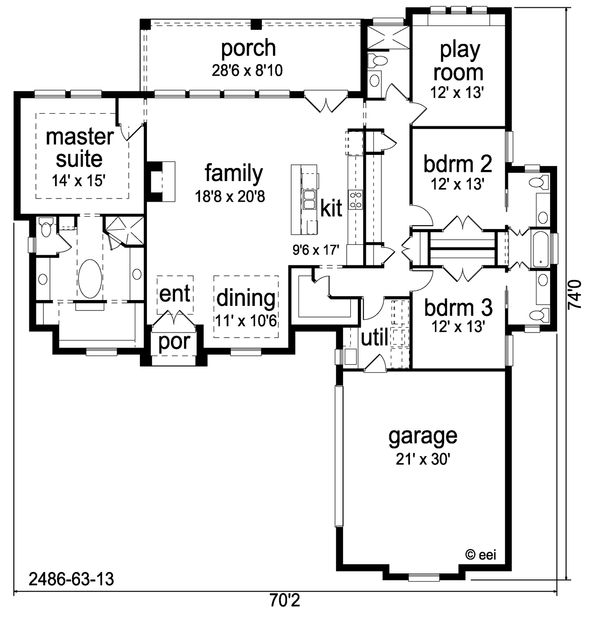 Traditional Floor Plan - Main Floor Plan #84-623