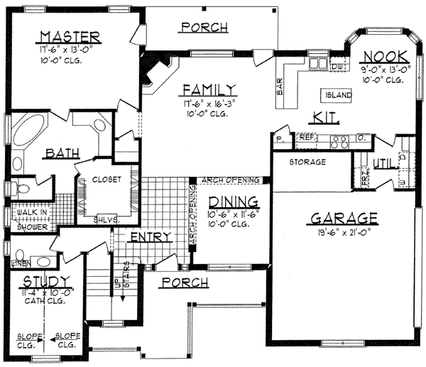 Traditional Floor Plan - Main Floor Plan #62-141