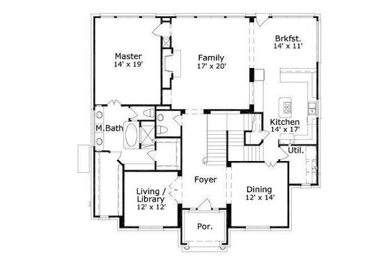 Floor Plan - Main Floor for European House Plan #411-299 - 6 bed, 3.5 bath