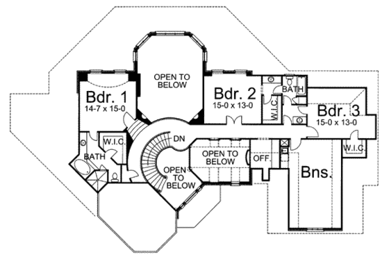 Floor Plan - Upper Floor for European House Plan #119-123 - 4 bed, 3.5 bath