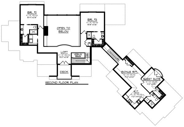 Craftsman Floor Plan - Upper Floor Plan #70-1288
