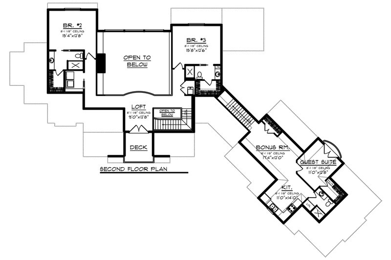 Home Plan - Floor Plan - Upper Floor for Craftsman House Plan #70-1288 - 4 bed, 4.5 bath