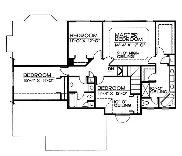 Traditional Floor Plan - Upper Floor Plan #20-2055