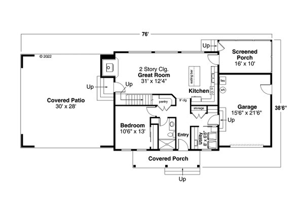 House Blueprint - Traditional Floor Plan - Main Floor Plan #124-1312