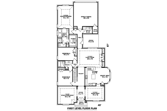 Floor Plan - Main Floor for European House Plan #81-1279 - 3 bed, 3 bath