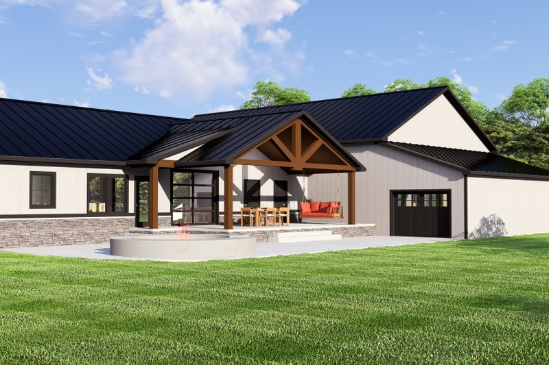 House Blueprint - Exterior - Outdoor Living for Barndominium House Plan #1064-314 - 4 bed, 2.5 bath