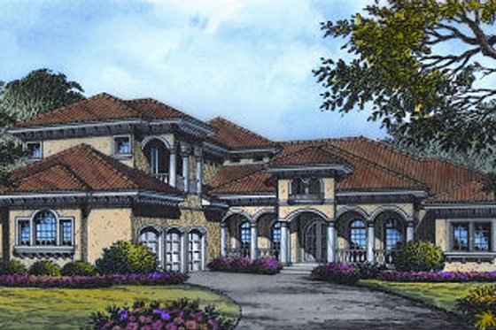 Exterior - Front Elevation for European House Plan #417-439 - 5 bed, 4.5 bath